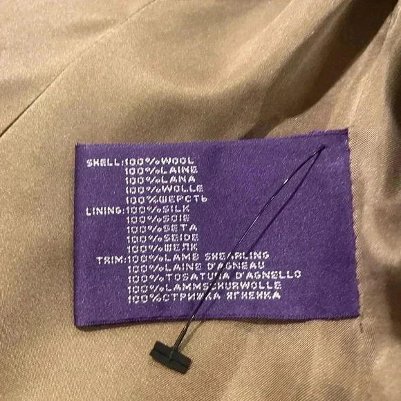 Ralph Lauren Collection Purple Label Wool Coat Shearling Fur Collar Trench Tweed - Picture 10 of 16